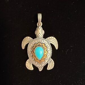 🩷🐢James Avery Sterling Silver Turtle Necklace with Turquoise